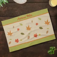 Colorful Autumn Leaves with custom text Kitchen Towel