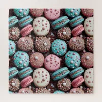 Blue, Pink and Chocolate Macaron Jigsaw Puzzle