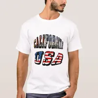 California Picture and USA Flag Text T-Shirt