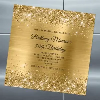 Glittery Gold Foil 50th Birthday Magnetic Invitation