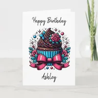 Personalized Cupcake and Coloring Page Birthday Card