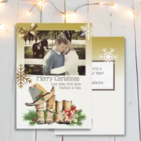 Country and Western Cowboy Boots Christmas Card