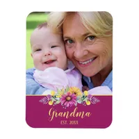 New Grandma Pretty Floral Photo Magnet