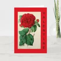 Red Rose Vintage Art Floral Elegant Valentine's Holiday Card