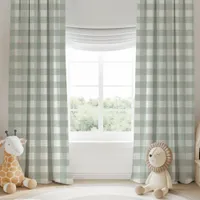 Sage Green And White Buffalo Plaid Checkered Blackout Curtains