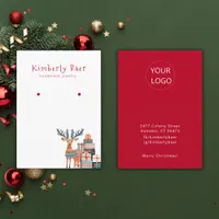 Cute Christmas White Red Earring Display Business Card