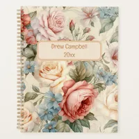 Vintage Watercolor Floral Roses Classic Planner