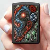 Cosmic Dance of Aliens and Galaxies Together Zippo Lighter