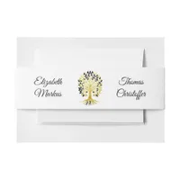 Golden Tree of Life Timeless Sophisticated Elegant Invitation Belly Band