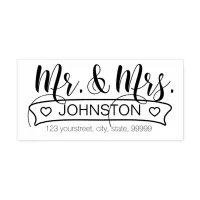 Newlywed Name Banner Mr & Mrs ID668 Rubber Stamp