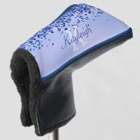 Simple Blue Brushed Metal and Glitter Monogram | Golf Head Cover