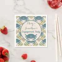 Crab Feast-Watercolor Blue Crabs, Engagement  Napkins