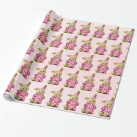 Pink Bunny with Bow Gilt's Birthday Gift Wrap