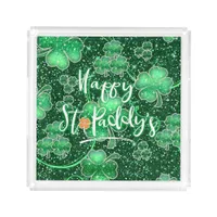 Glittering Shamrocks Happy St. Paddy's ID289 Acrylic Tray