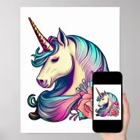 Unicorn with Flowers Vector Art Poster
