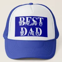 Best Dad with Flags White Text Trucker Hat