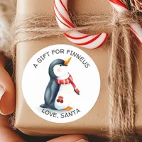 Cute Little Penguin Christmas to and from Classic Round Sticker