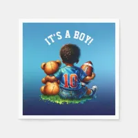 Football Baby Boy and Teddy Baby Shower It's a Boy Napkins