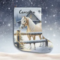 Pretty White Horse Personalized Christmas Large Christmas Stocking