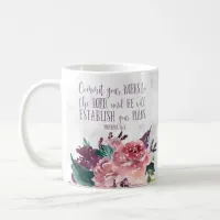 Bible Verse Typography on Marble Floral Coffee Mug