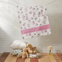 Boocause I love you Cute Pink Little Ghost Nursery Baby Blanket