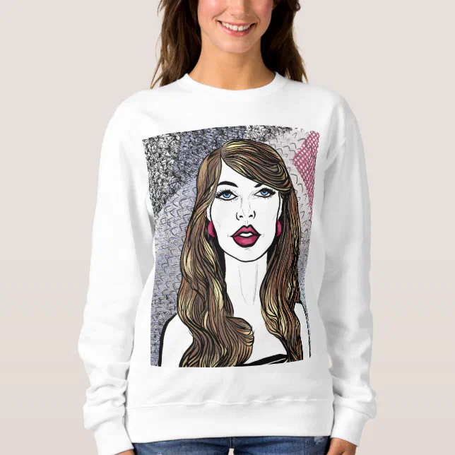 portrait of a girl with long brown hair sweatshirt