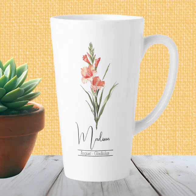 Birth Month Flower August Gladiolus Latte Mug