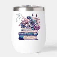 Ink Runs Deep Quote | Book Lovers Monogrammed Thermal Wine Tumbler