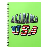 Alabama Picture and USA Flag Font Notebook