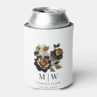 Black Gold Roses Gothic Wedding Party Can Cooler