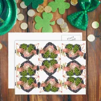 St. Patrick's Day Flower Heart and Clover Bouquets Postcard