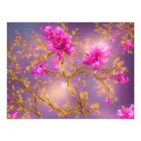 Fuchsia and Gold Florals Photo Print