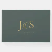 Simple Elegance Wedding Initials Green ID1022 Guest Book