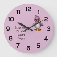 Baby Pink Bird with Baby's Name Personalized Large Clock