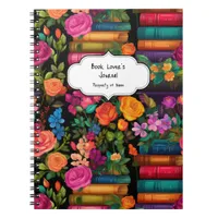 Rainbow Books and Roses Reader's Journal Notebook