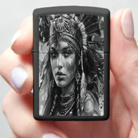 Indian girl's warrior spirit in attire zippo lighter