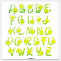 Glitter Green Yellow Floral Monogram A Z Letters Sticker