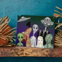 Different Alien Species, UFO, Planets Artwork Plaque