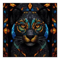 Large Black Cat Mosaic stained Glass effect  Poster