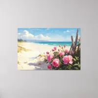 *~* Beach Roses Fences TV2 Stretched Canvas Print