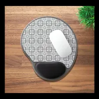 Black and White Geometric Squares Pattern Gel Mouse Pad