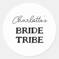 Bachelorette Bride Tribe Black And White Classic Round Sticker