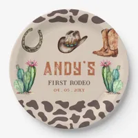 Western Cowboy First Rodeo Boys Birthday Paper Plates