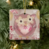 Holiday Owl Ceramic Ornament