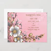 Whimsical Floral Pink Romance Wedding Invitation