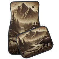 Leather Design Bear by River Car Floor Mat