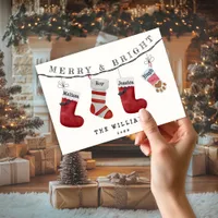 Christmas socks Family Name Pet Owners Non Photo Holiday Card