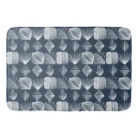 Bold Caribbean Tribal Mudcloth: Navy Blue& White,  Bath Mat