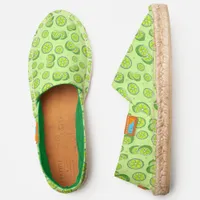 Zesty Green Limes Slices and Lime Fruit Print Espadrilles