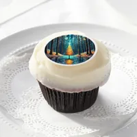 Iridescent Holiday Dream 🎄 Glowing Christmas Tree Edible Frosting Rounds